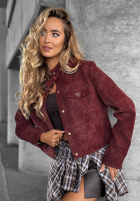Krótka zamszowa kurtka Autumn Whisper burgundowa