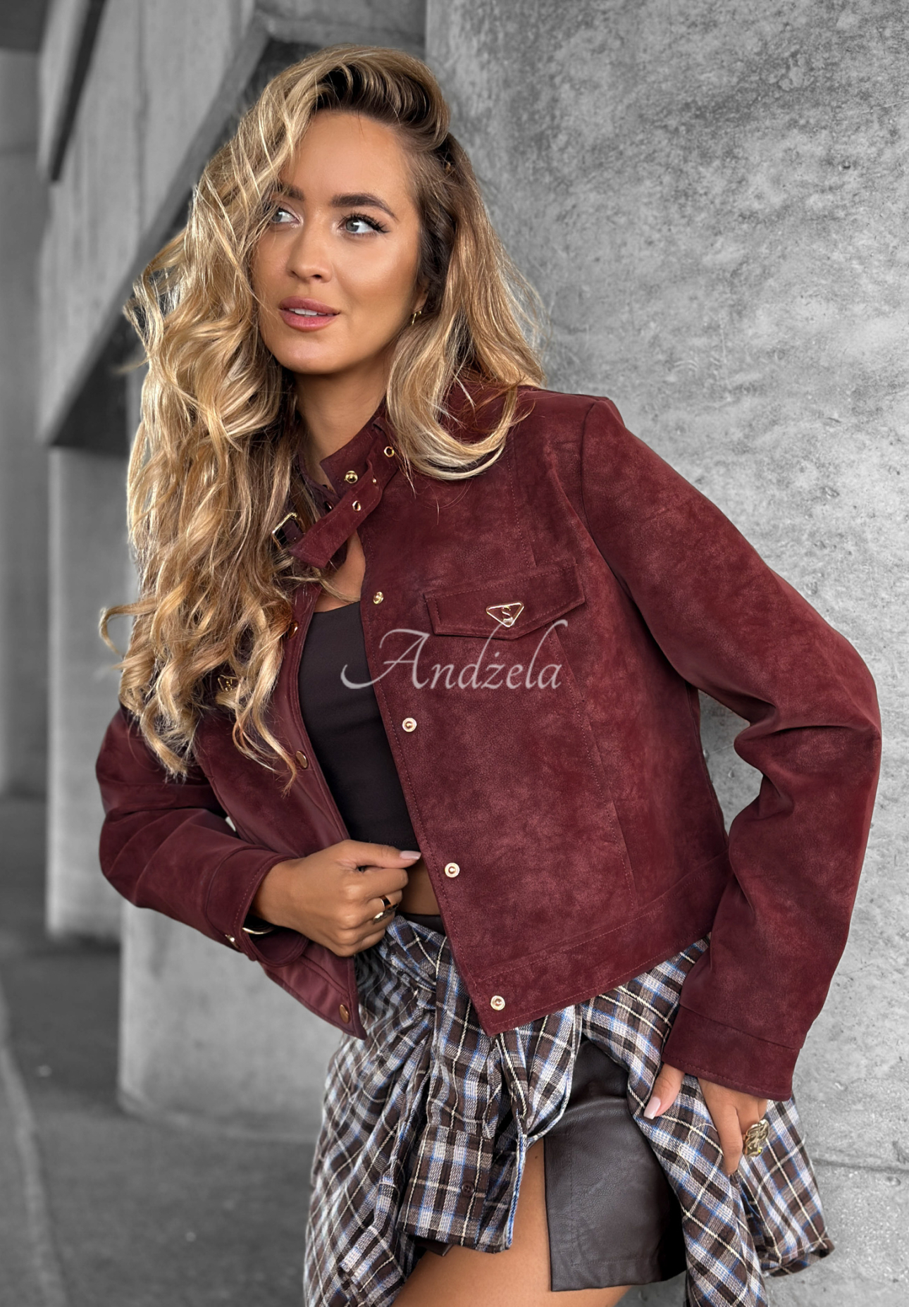 Autumn Whisper burgundy suede short jacket