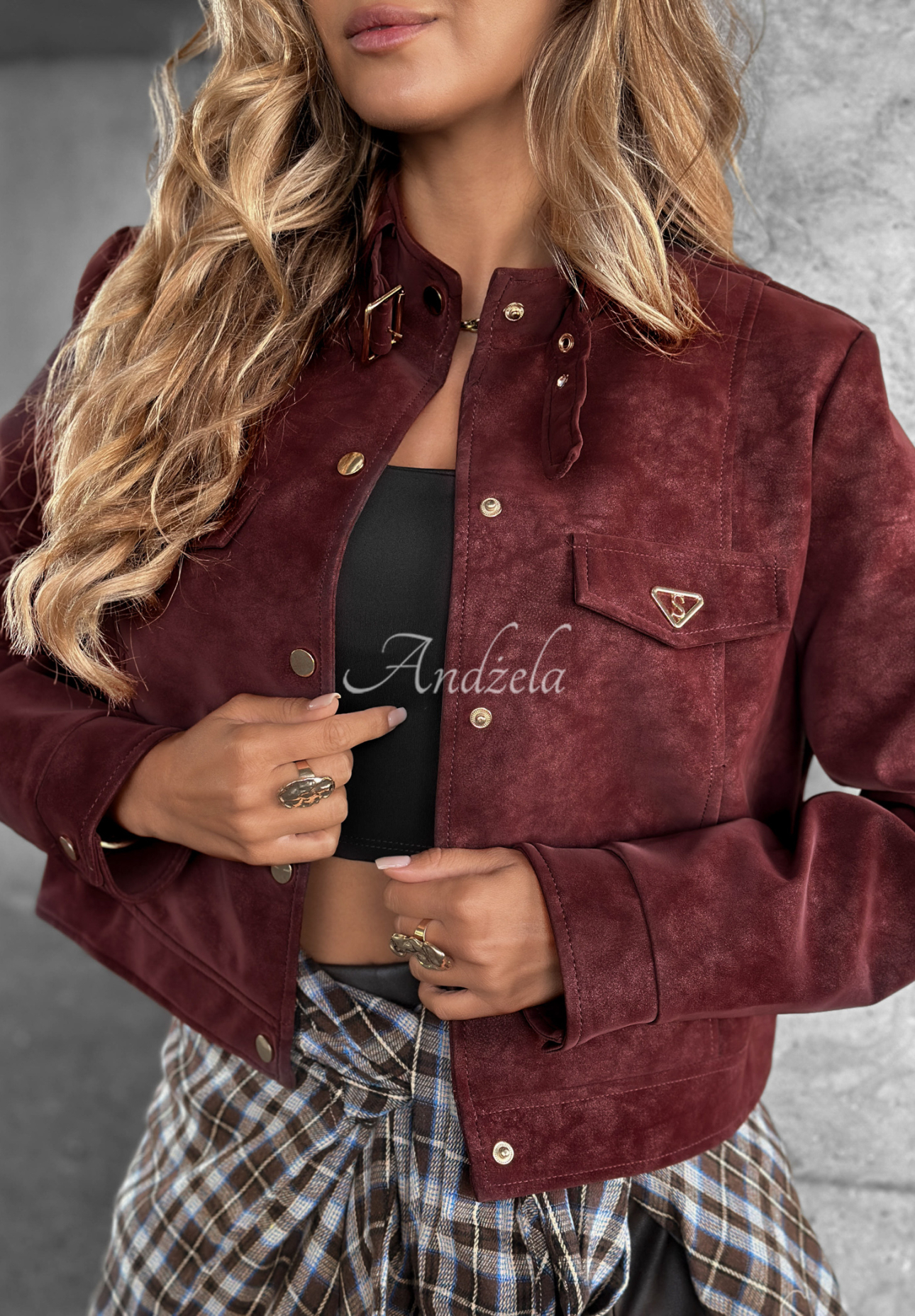 Autumn Whisper burgundy suede short jacket