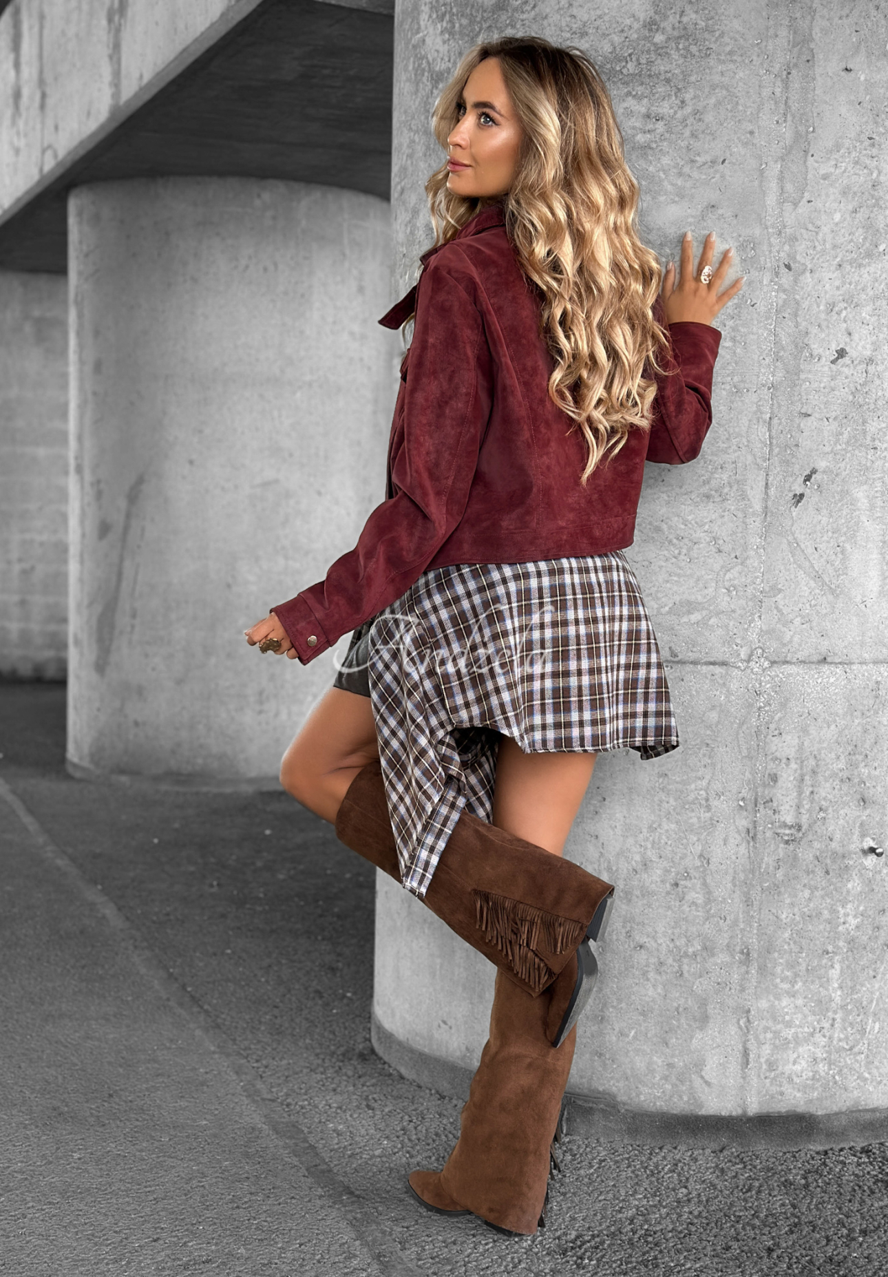 Autumn Whisper burgundy suede short jacket