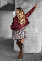 Krótka zamszowa kurtka Autumn Whisper burgundowa