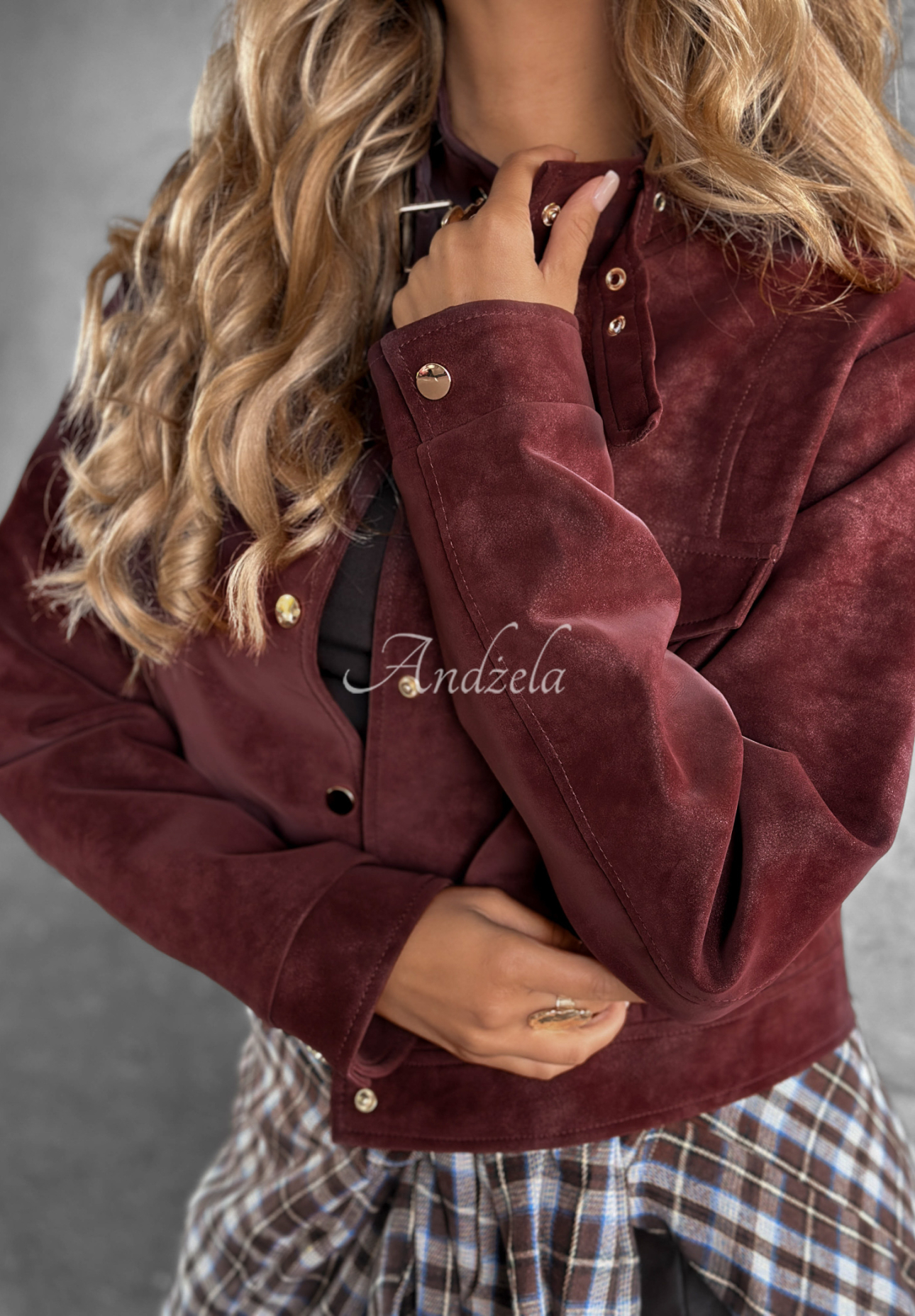 Autumn Whisper burgundy suede short jacket