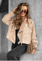 Zamszowa kurtka Talk About It beżowa