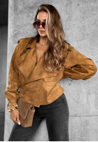 Zamszowa kurtka Talk About It camelowa