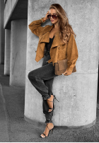 Zamszowa kurtka Talk About It camelowa