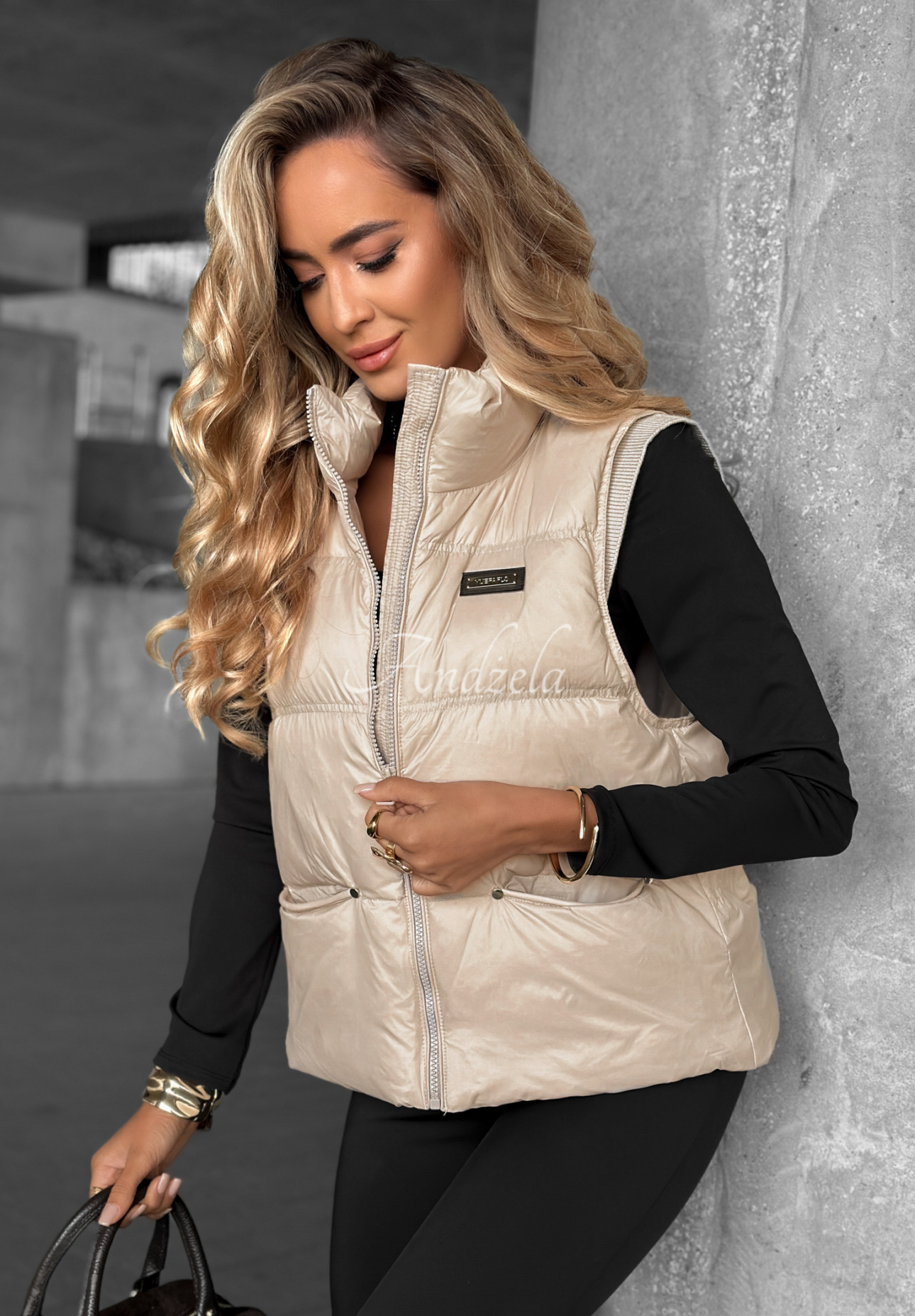 They Found Me beige down vest