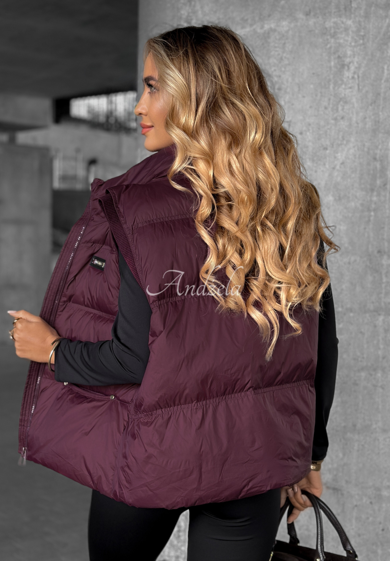 They Found Me burgundy down vest