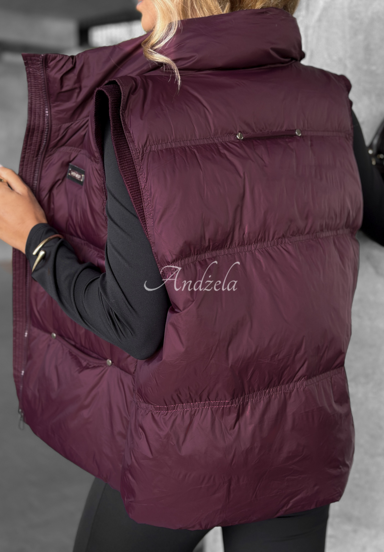 They Found Me burgundy down vest