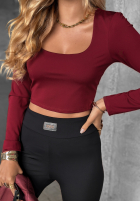 Krótka bluzka longsleeve z dekoltem Go Ahead burgundowa