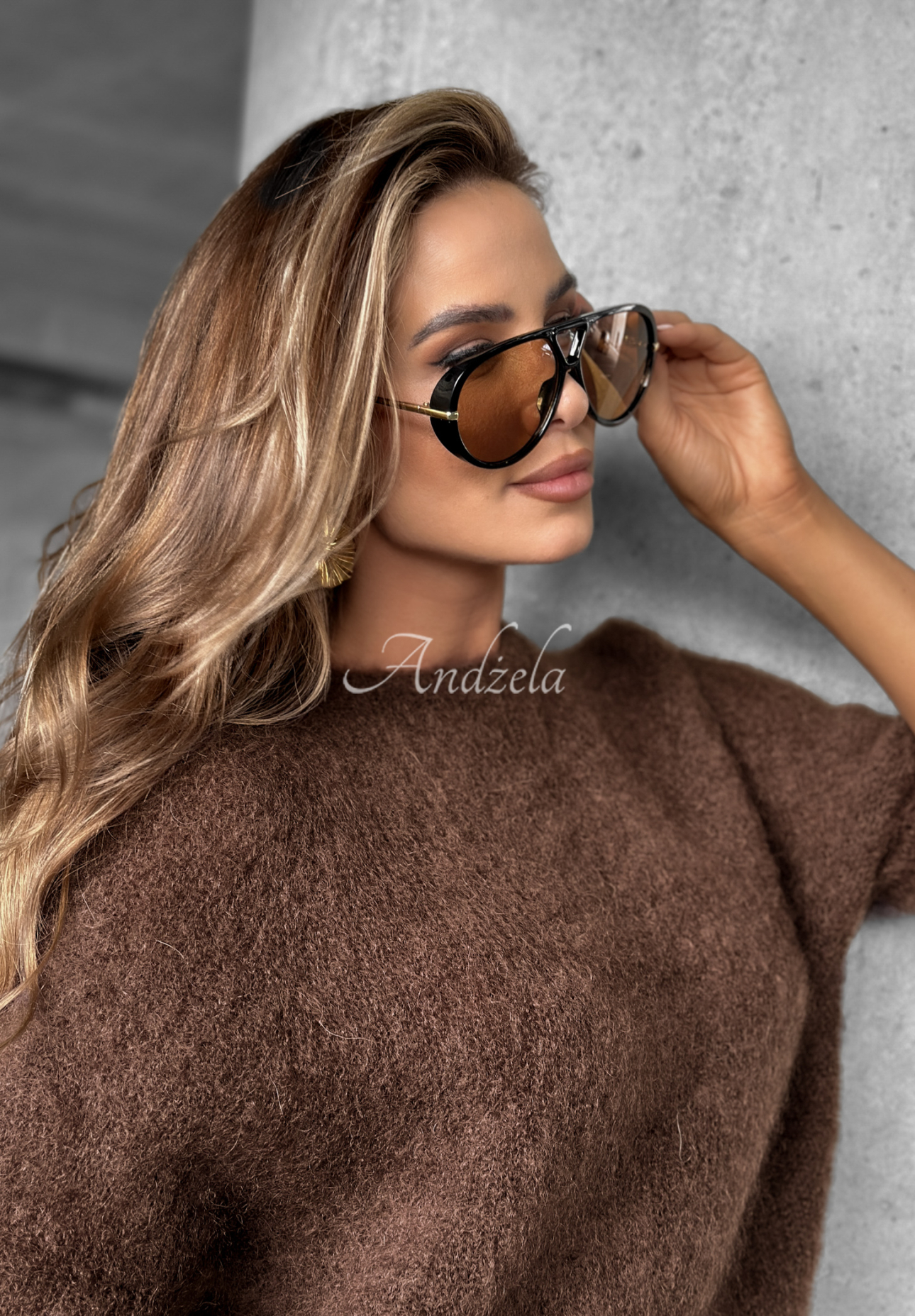 Okulary przeciwsłoneczne New Chicago czarno-brązowe