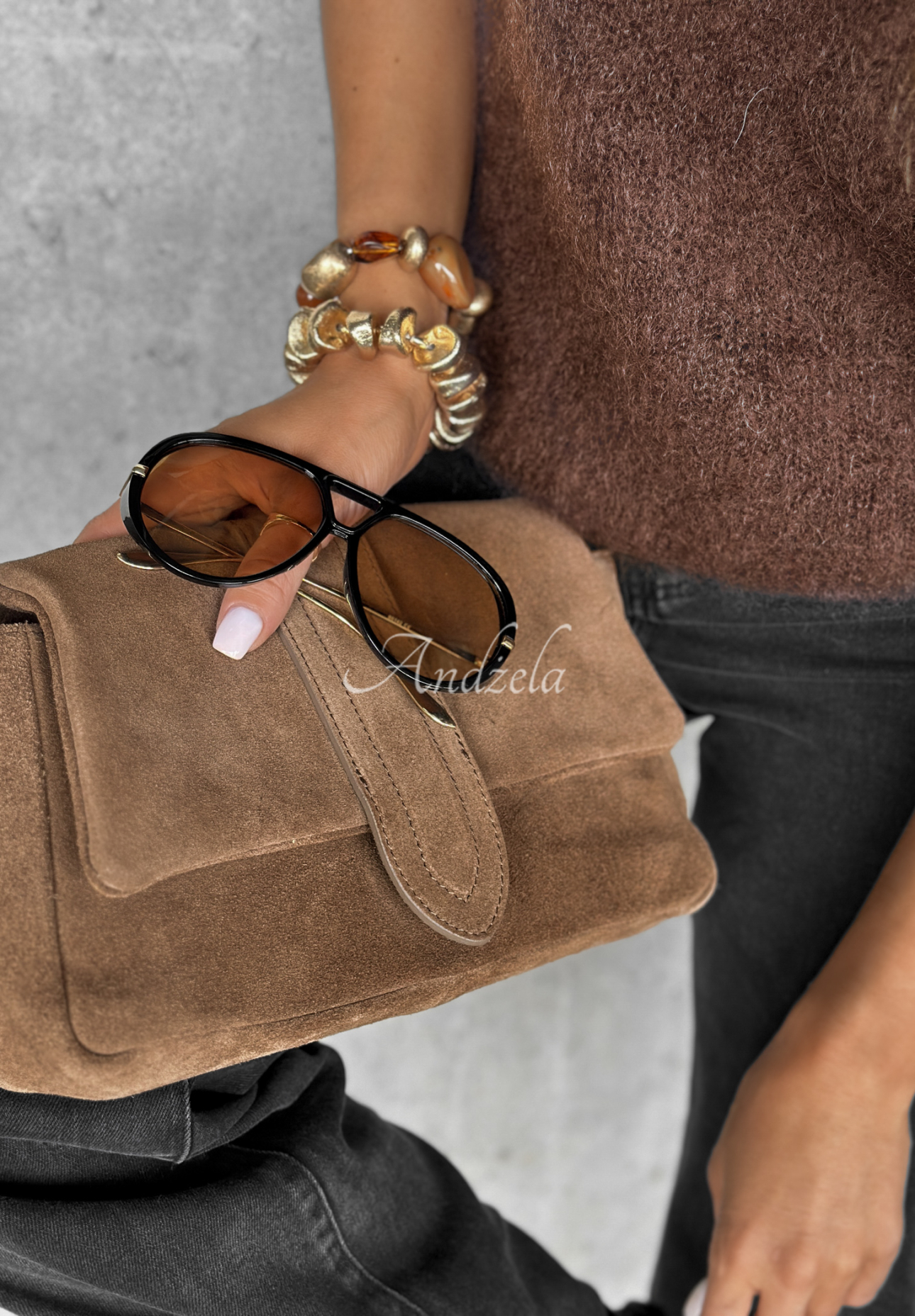 Okulary przeciwsłoneczne New Chicago czarno-brązowe