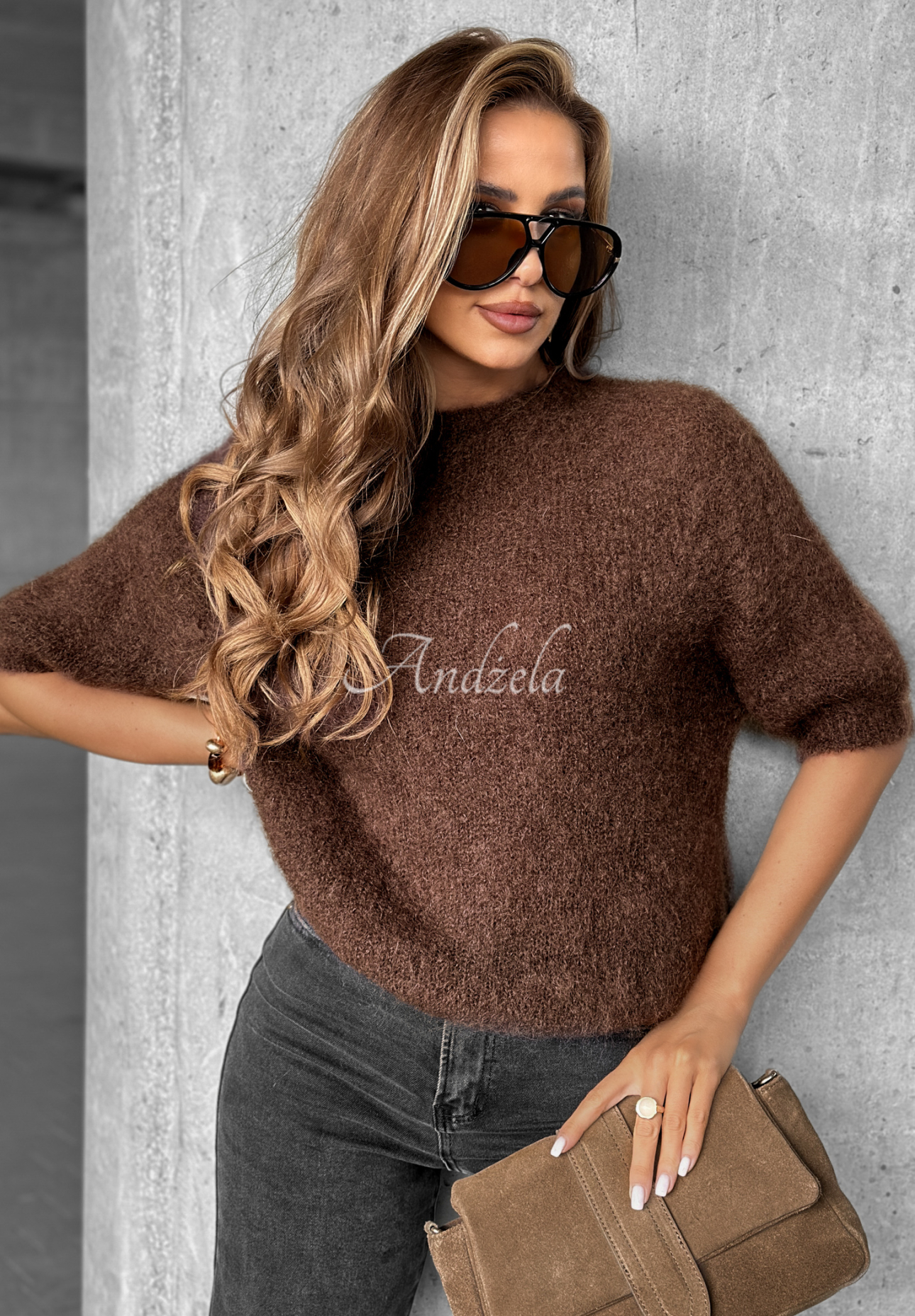 Soft mohair sweater One More Hug chocolate