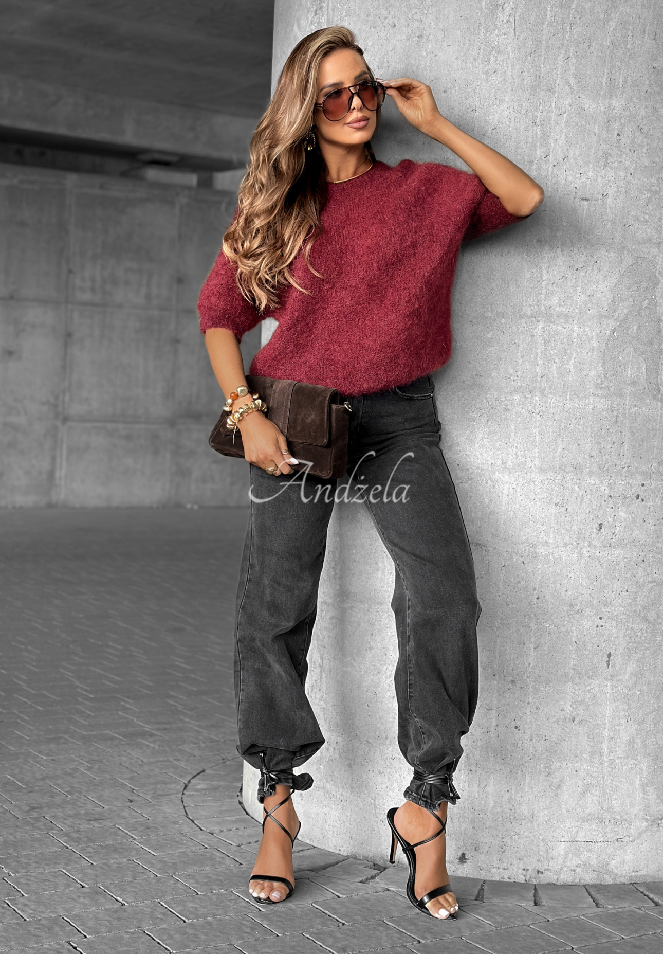 Soft mohair sweater One More Hug burgundy