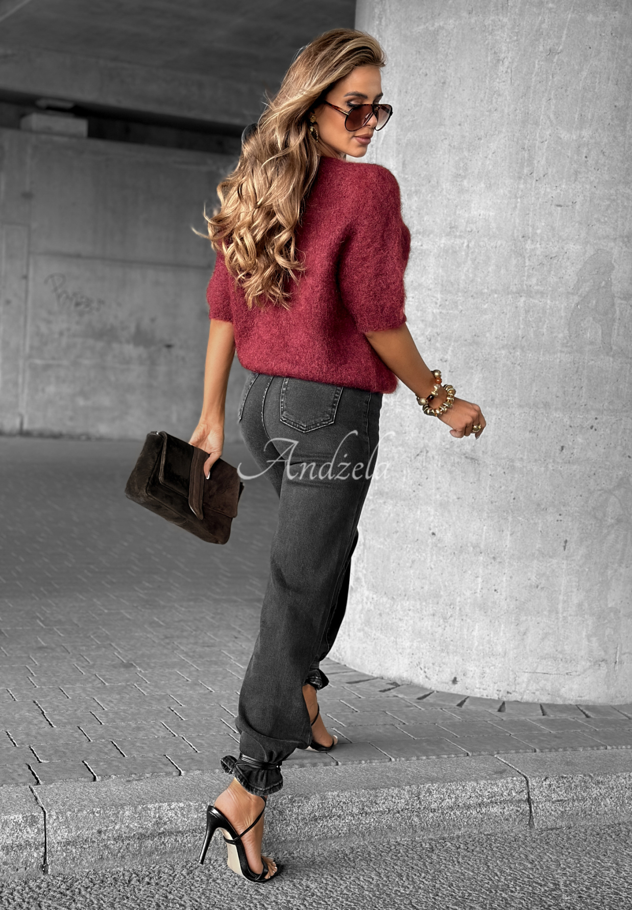 Soft mohair sweater One More Hug burgundy