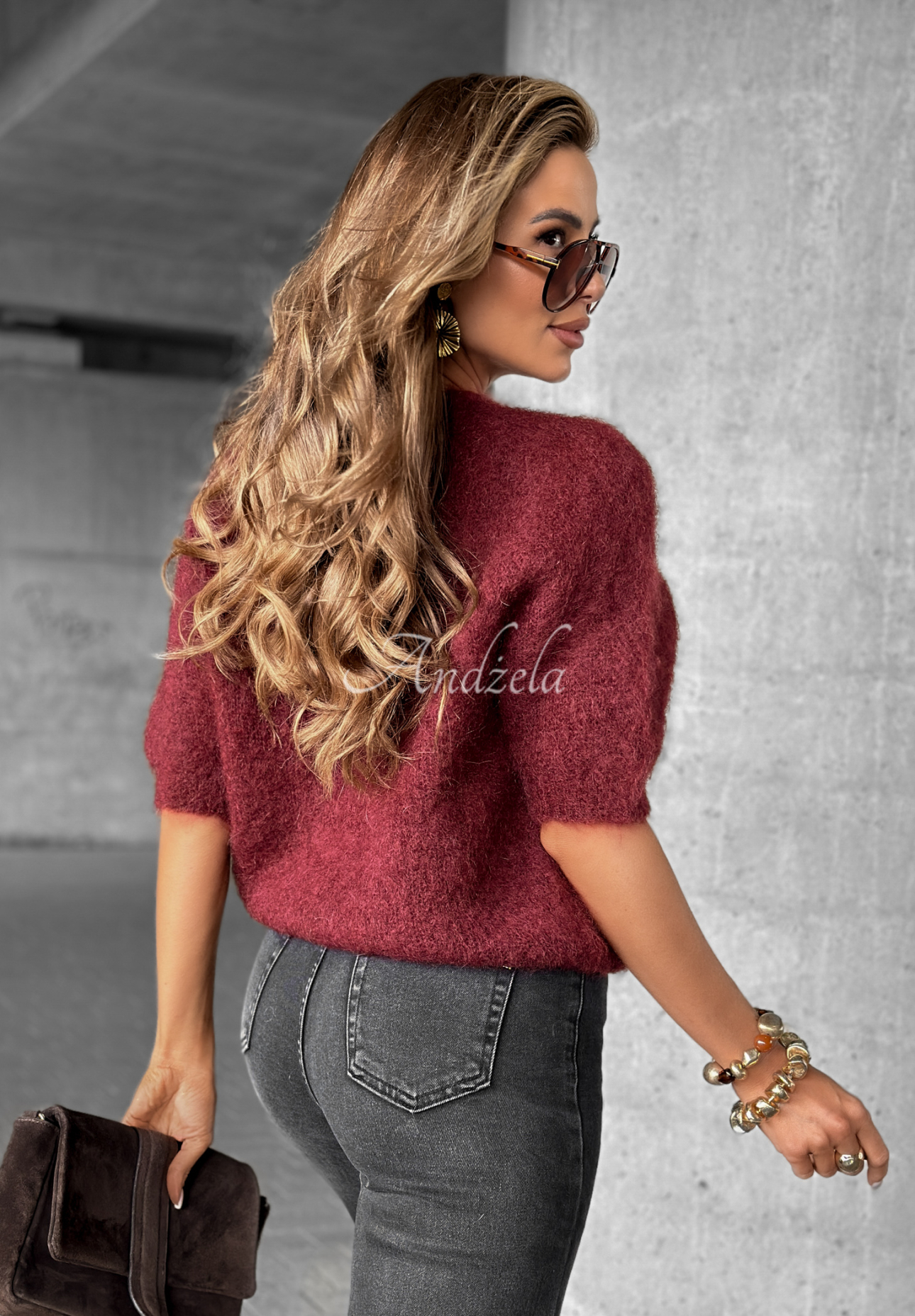 Soft mohair sweater One More Hug burgundy