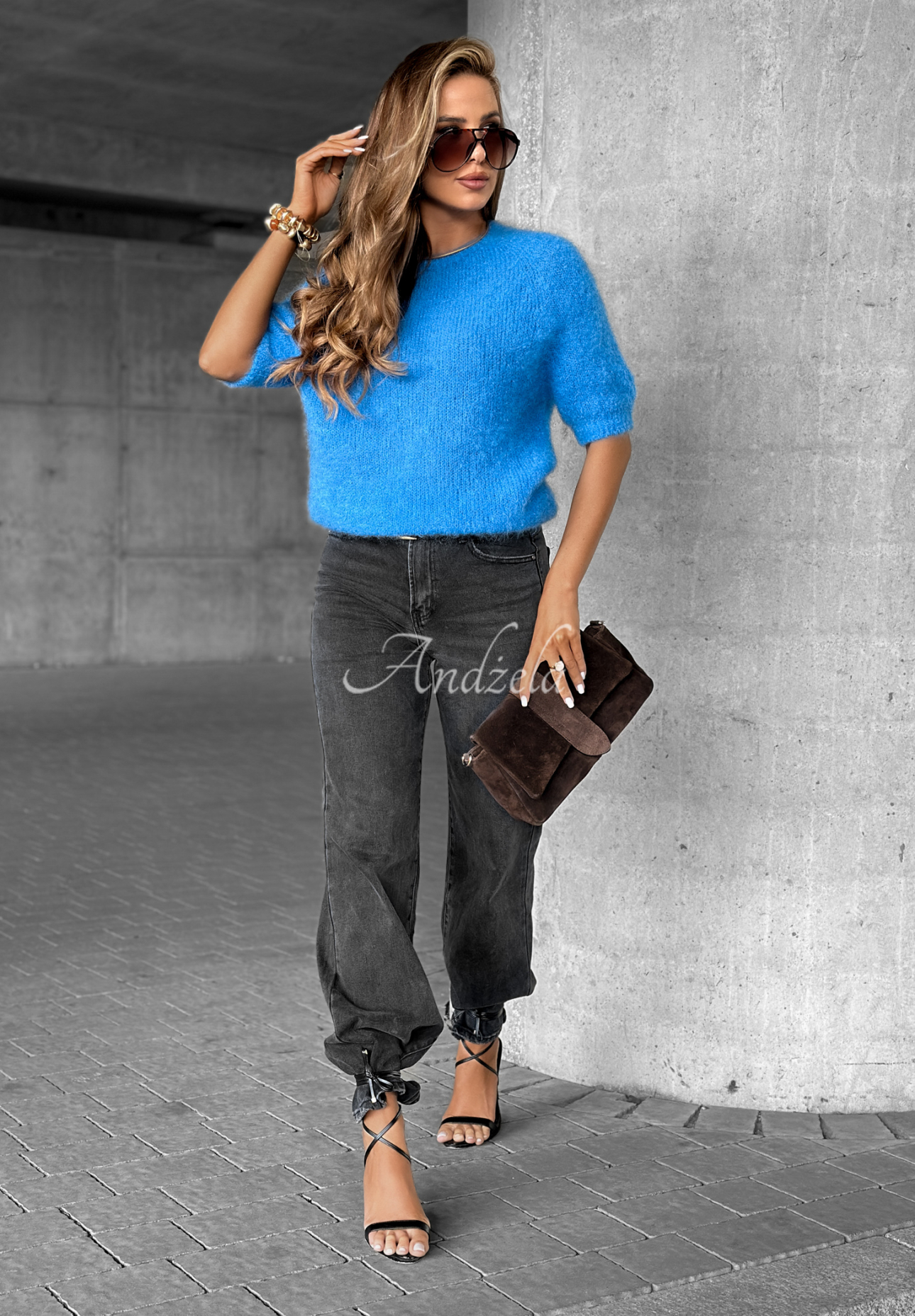 Soft mohair sweater One More Hug blue