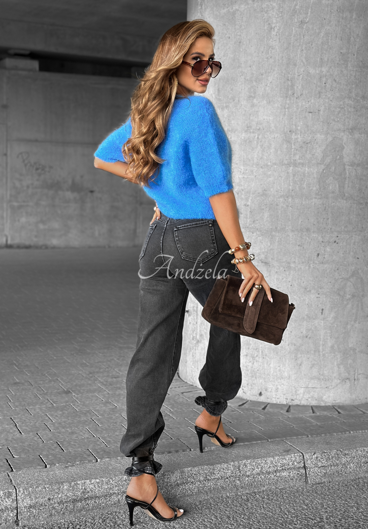 Soft mohair sweater One More Hug blue