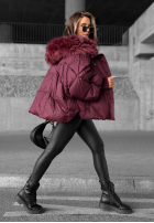 Pikowana kurtka z kapturem Look Again burgundowa