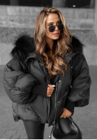 Pikowana kurtka z kapturem Look Again czarna