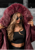 Pikowana kurtka z kapturem Look Again burgundowa