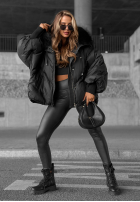 Pikowana kurtka z kapturem Look Again czarna