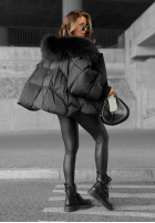 Pikowana kurtka z kapturem Look Again czarna