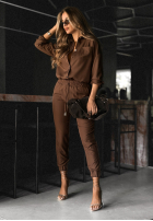 Komplet koszula i spodnie Straight Talk czekoladowy