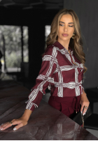 Wzorzysta koszula Said Too Much burgundowa