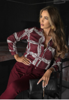 Wzorzysta koszula Said Too Much burgundowa