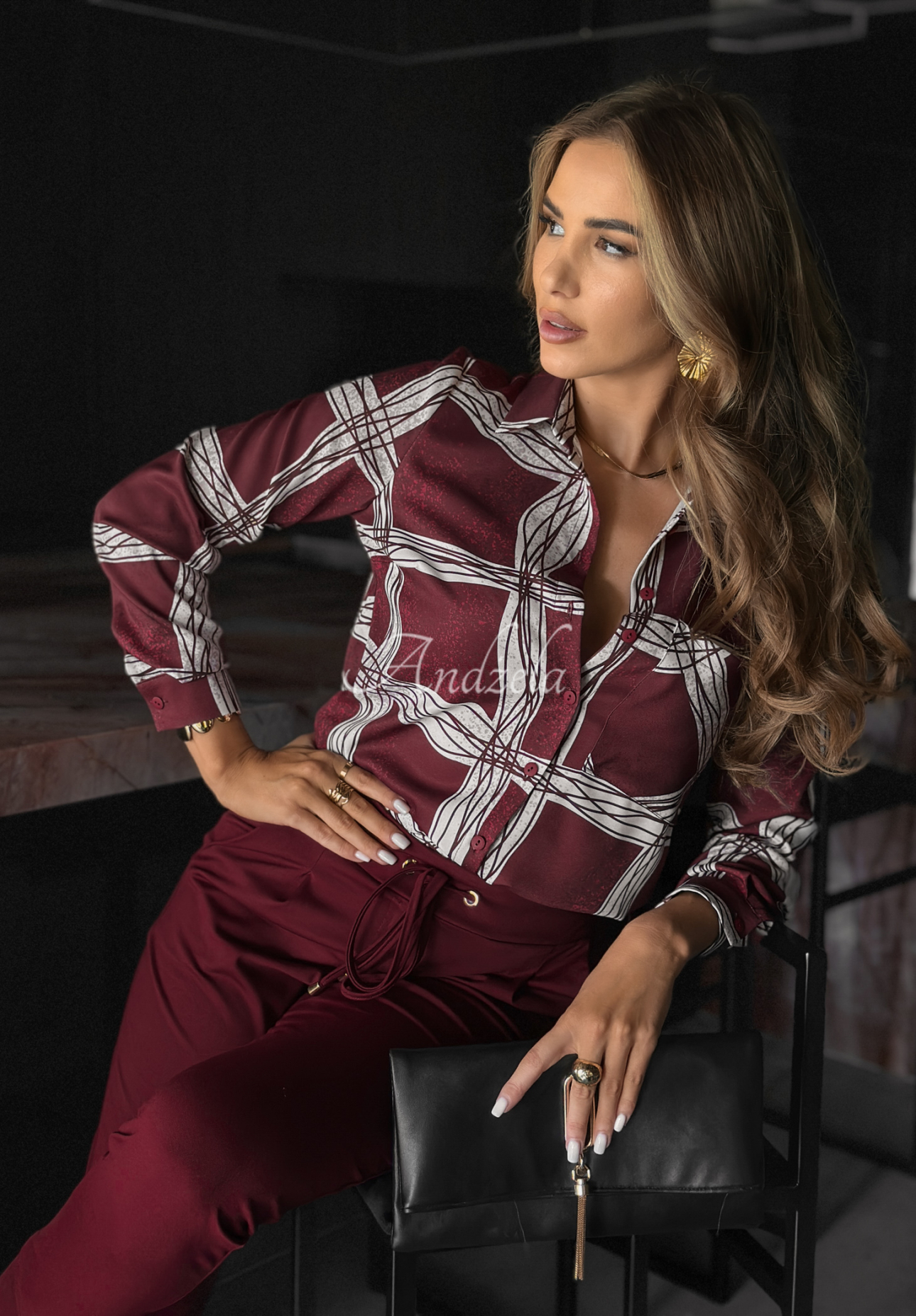 Patterned Said Too Much burgundy shirt