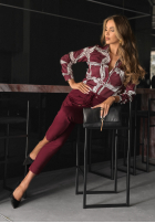 Wzorzysta koszula Said Too Much burgundowa