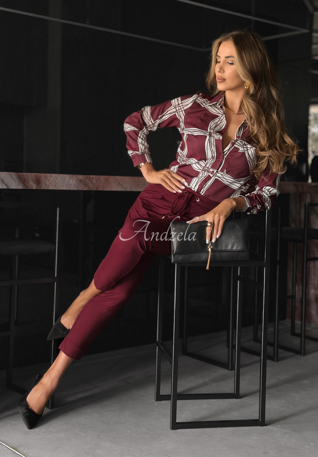 Patterned Said Too Much burgundy shirt