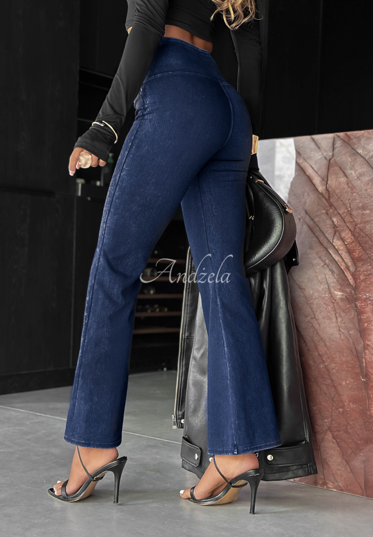 No More Waiting dark blue bell leggings