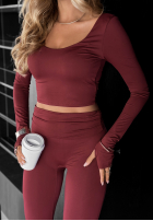 Materiałowe spodnie dzwony Something Necessary burgundowe