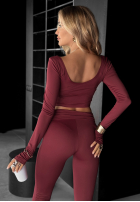 Krótka bluzka longsleeve Something Necessary burgundowa