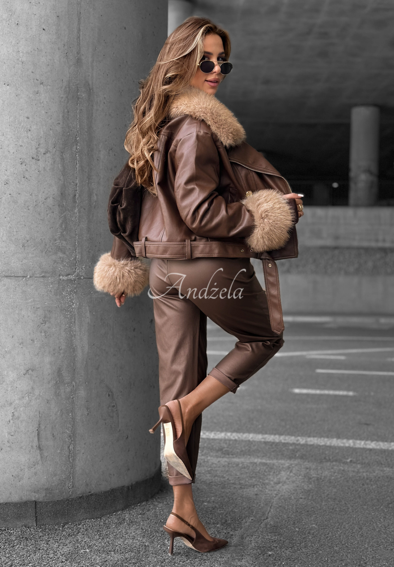 Leather pants with belt All Or Nothing chocolate