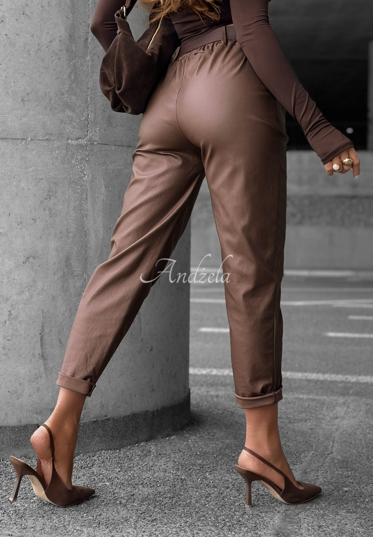 Leather pants with belt All Or Nothing chocolate