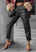 Skórzane spodnie z paskiem All Or Nothing czarne