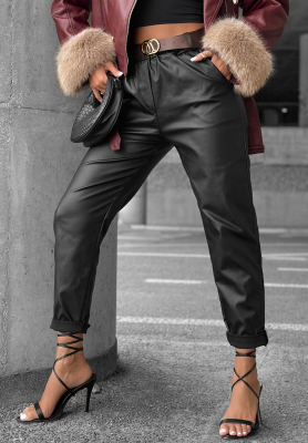 Leather pants with belt All Or Nothing black