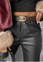 Skórzane spodnie z paskiem All Or Nothing czarne