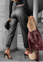 Skórzane spodnie z paskiem All Or Nothing czarne