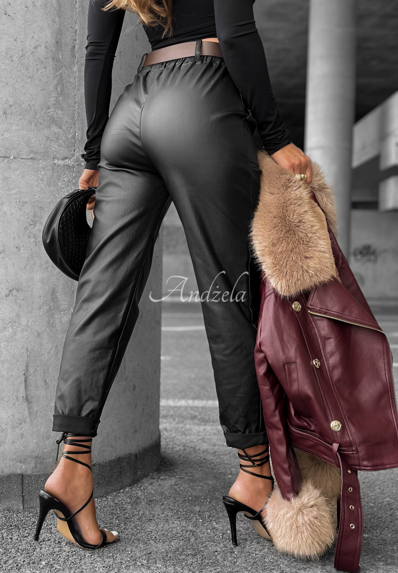 Leather pants with belt All Or Nothing black