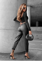 Skórzane spodnie z paskiem All Or Nothing czarne