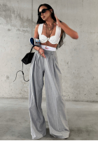 Eleganckie spodnie wide leg w paski La Milla Think About Us szare