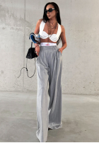 Eleganckie spodnie wide leg w paski La Milla Think About Us szare
