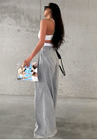 Eleganckie spodnie wide leg w paski La Milla Think About Us szare