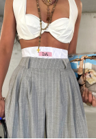 Eleganckie spodnie wide leg w paski La Milla Think About Us szare