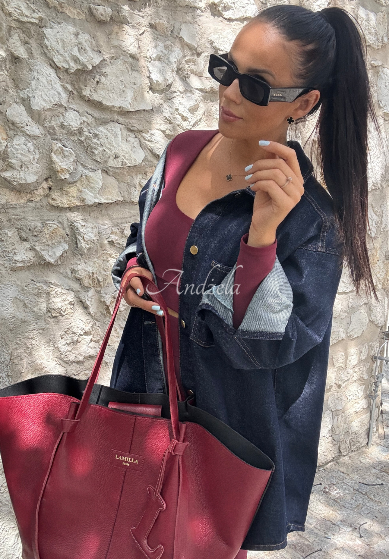 Jeansowa koszula La Milla Don’t Say Maybe granatowa