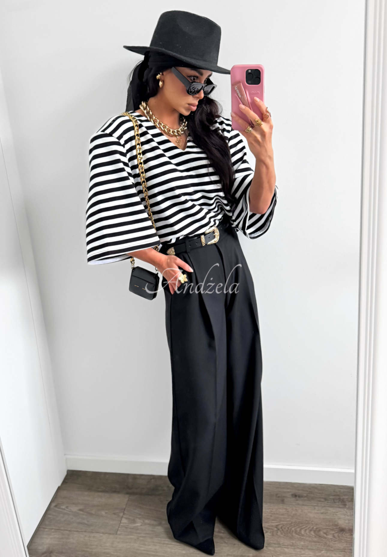 La Milla It's All About Us striped oversize T-shirt black and white