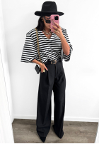 T-shirt oversize w paski La Milla It's All About Us  czarno-biały